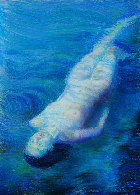 Swimming under the moon